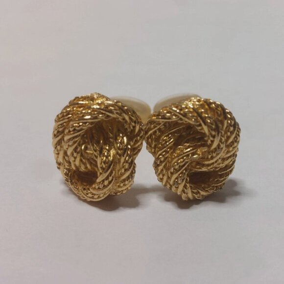 Dior Jewelry - NOT FOR SALE - Vintage Christian Dior Textured Matte Gold Knot Clip-On Earrings